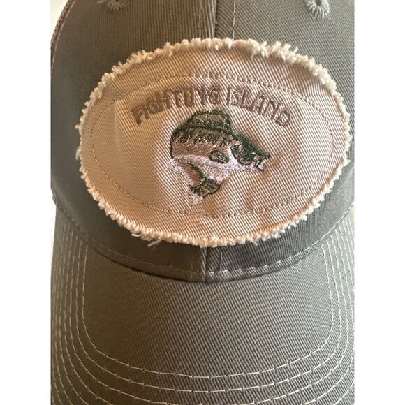 Fighting Island Embroidered Mesh Back Adjustable Baseball Cap - Picture 2 of 6